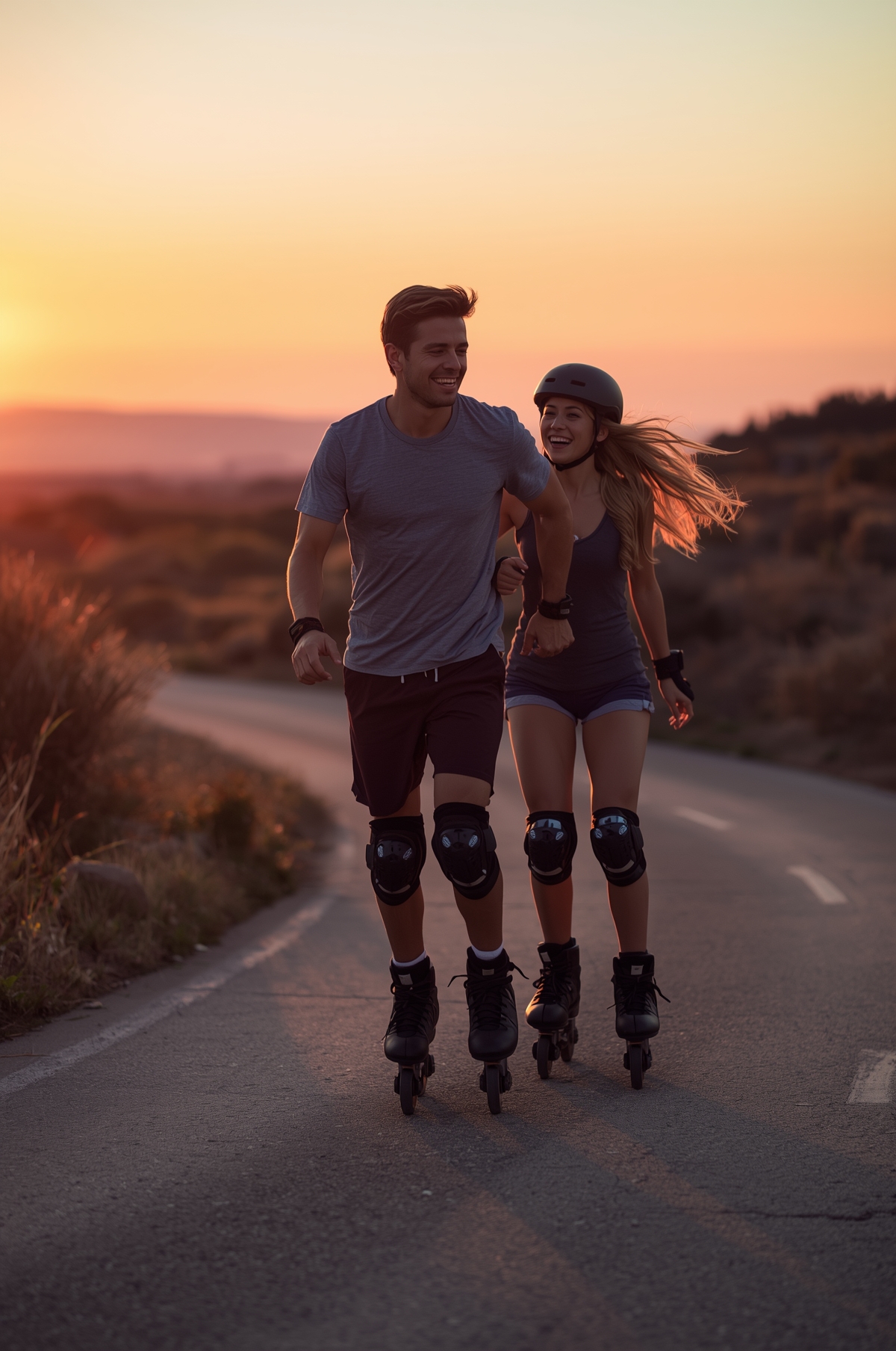 lucid origin an adult couple rollerblading on inline skates at 2